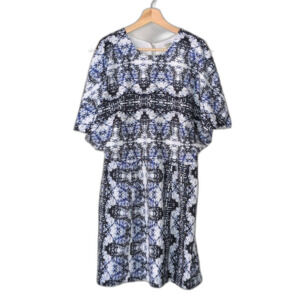 Wren Anthropologie Printed Ikat Kimono Open Back Dress Size L Blue